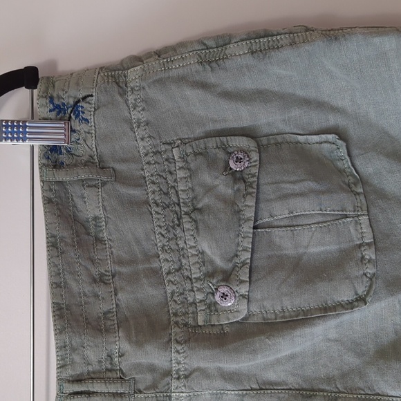 Sundance Womens Kennebunk Linen Blend Embroidered Cargo Shorts - Size 10 - Picture 11 of 13